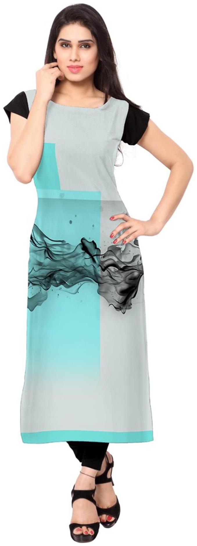 

ZIYAA Women Green Printed Straight Kurti