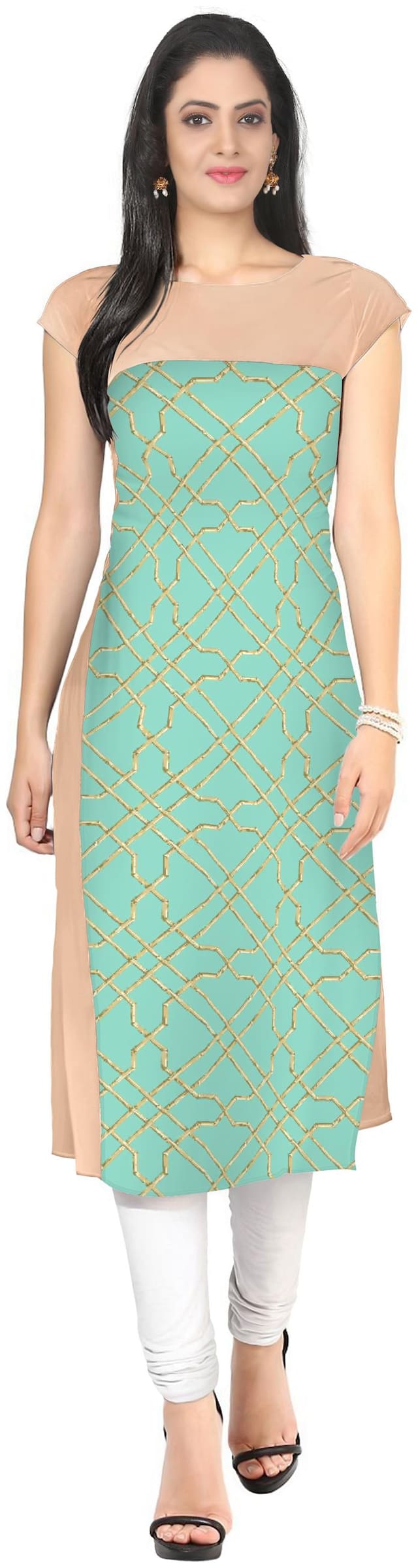 ZIYAA Women Green Printed Straight Kurti