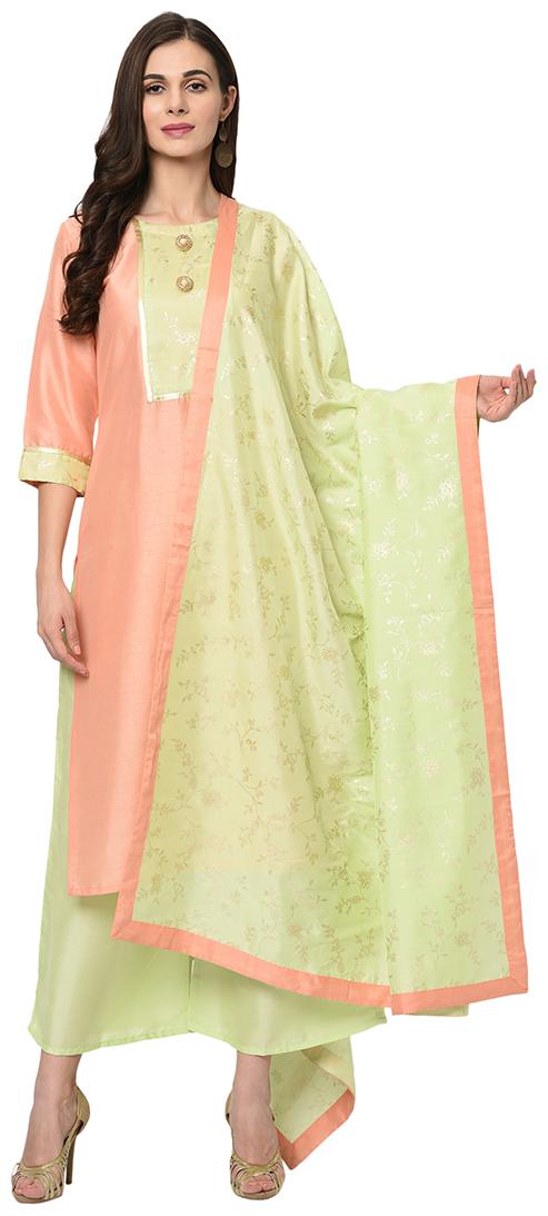 

ZIYAA Polyester Festival Suit Set Peach Green