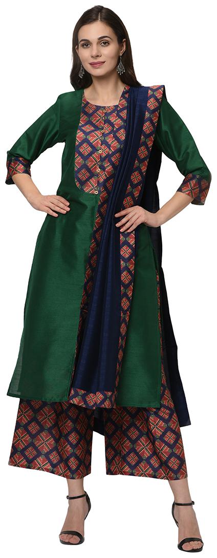 

ZIYAA Women Multi Geometric Straight Kurta With Palazzo And Dupatta