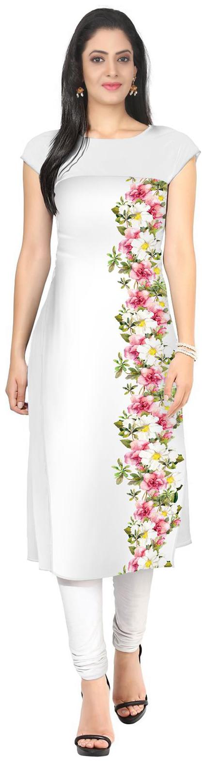 

ZIYAA Women White Printed Straight Kurta