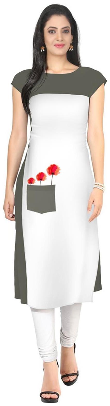 

ZIYAA Women White Printed Straight Kurti