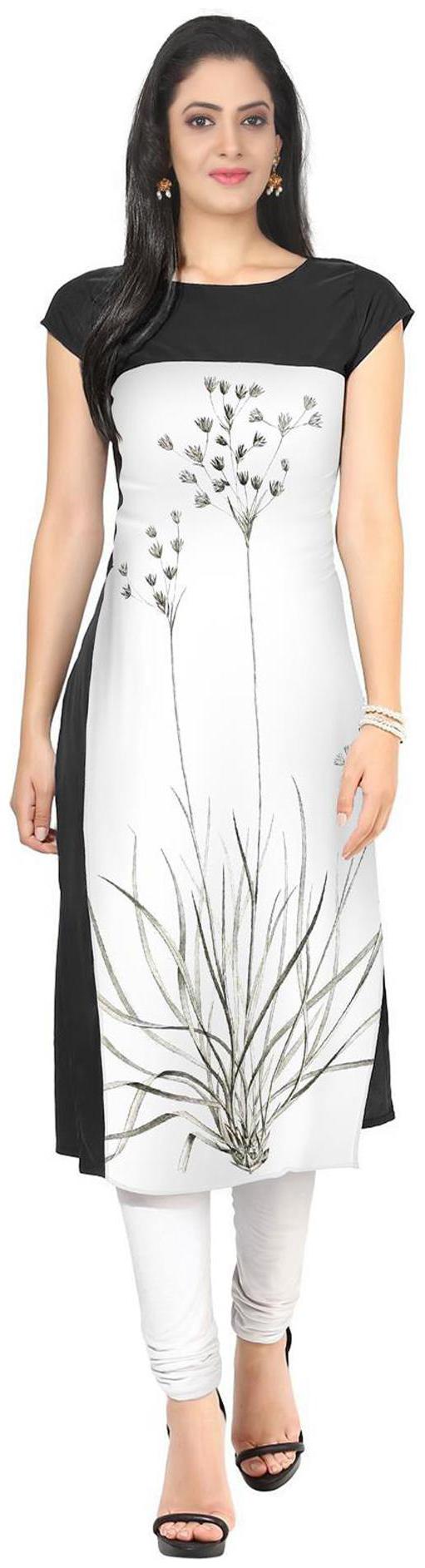 

ZIYAA Women White Printed Straight Kurta