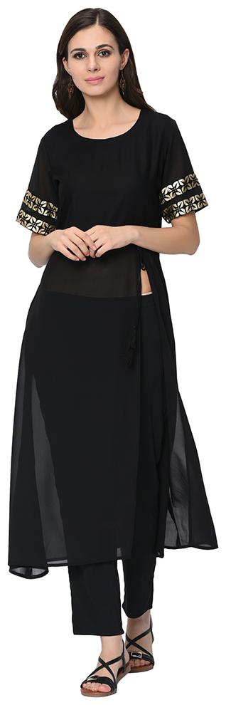 

Ziyaa Women Rayon Women Kurta Black