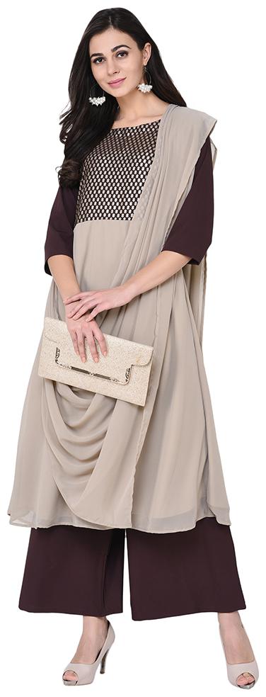 

ZIYAA Women Brown Printed Straight Kurta