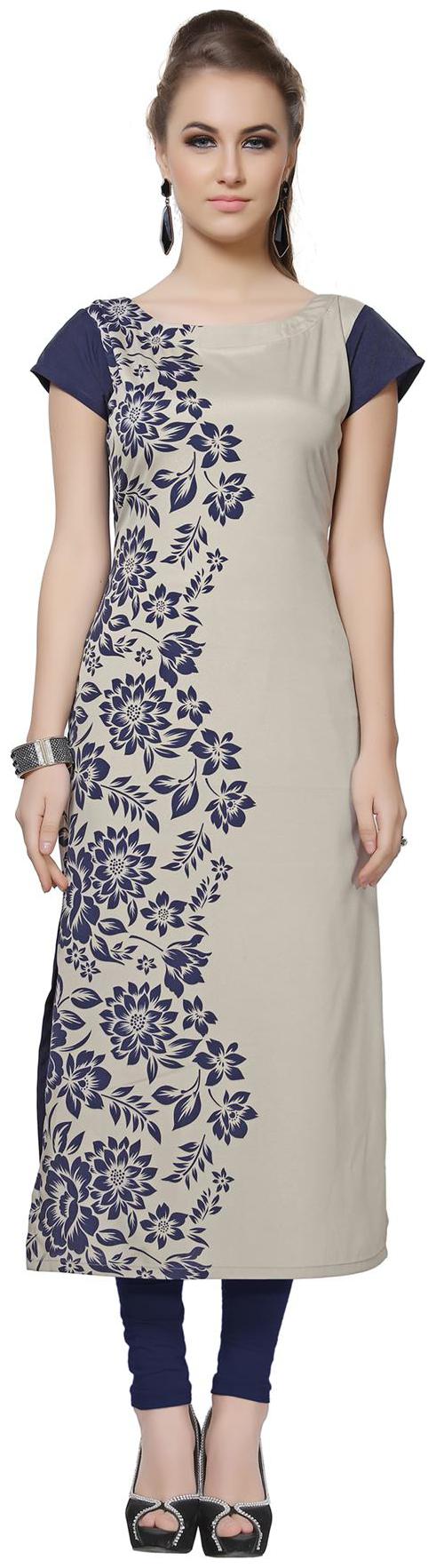 

ZIYAA Women Grey Printed Straight Kurta