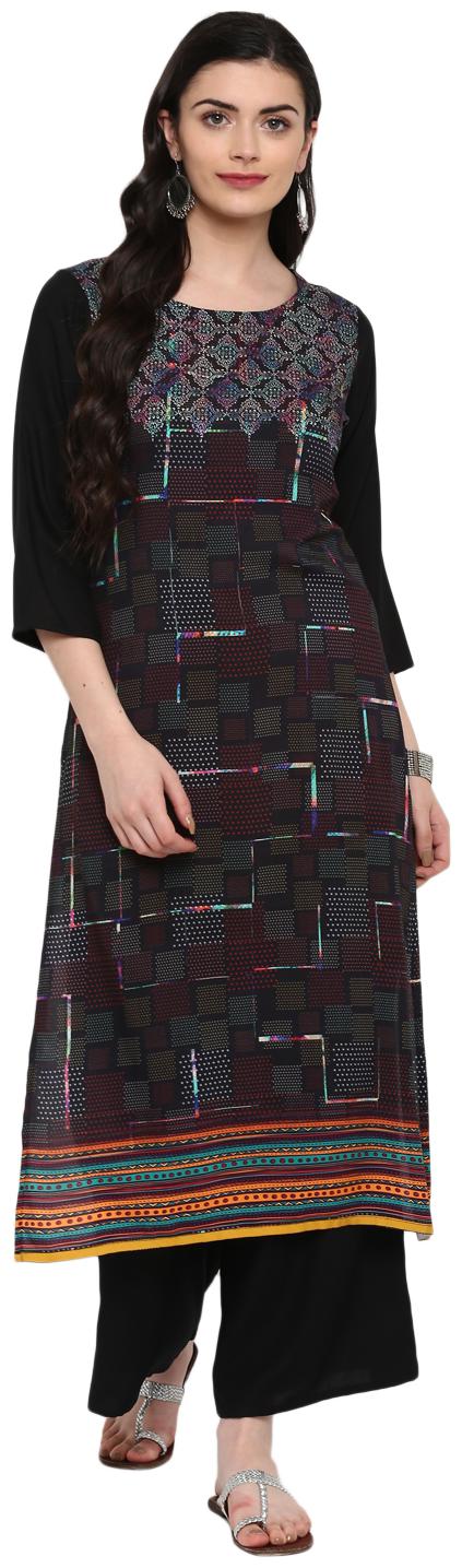 

Ziyaa women Multi Color Digital Print straight Rayon Kurta Palazzo Set