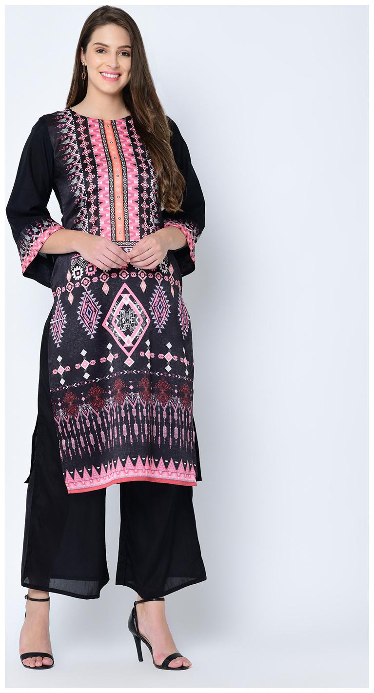 

ZIYAA Women Black Ethnic Motifs Straight Kurta