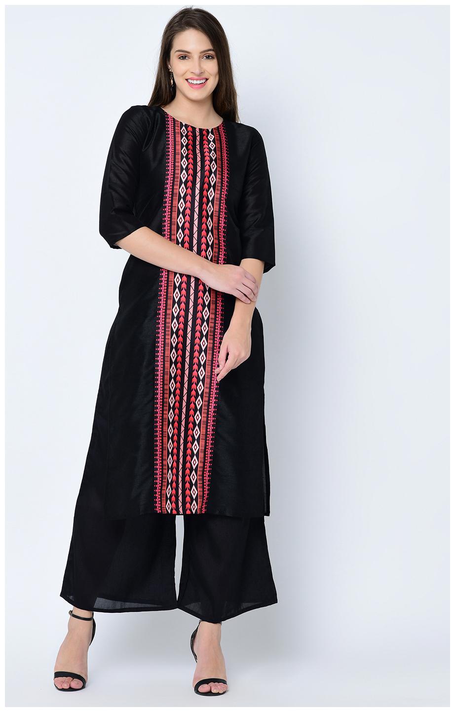 

ZIYAA Women Black Ethnic Motifs Straight Kurta