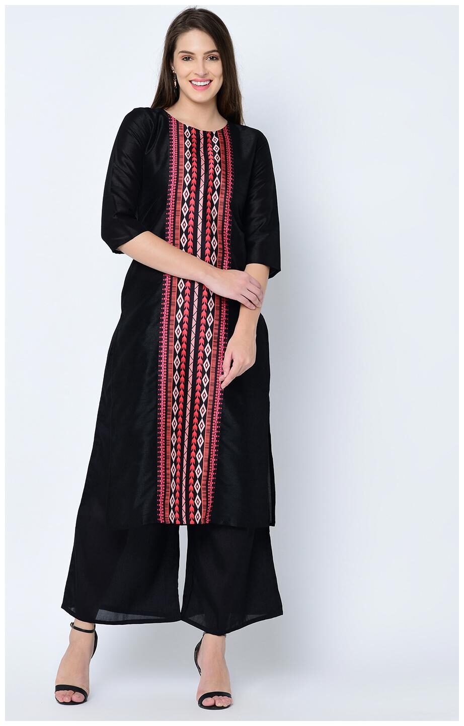 

ZIYAA Women Black Ethnic Motifs Straight Kurta