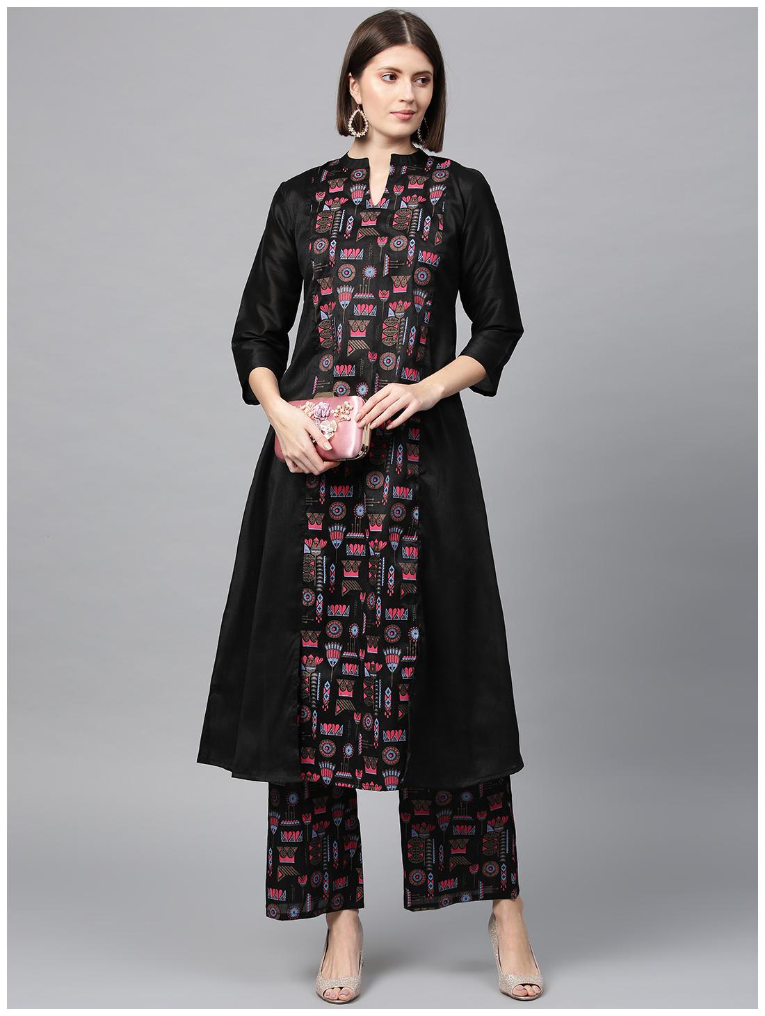 

ZIYAA Women Polyester Ethnic Motifs Black Kurta With Palazzo