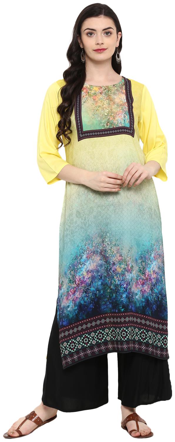 

Ziyaa women Multi Color Digital Print straight Rayon Kurta Palazzo Set