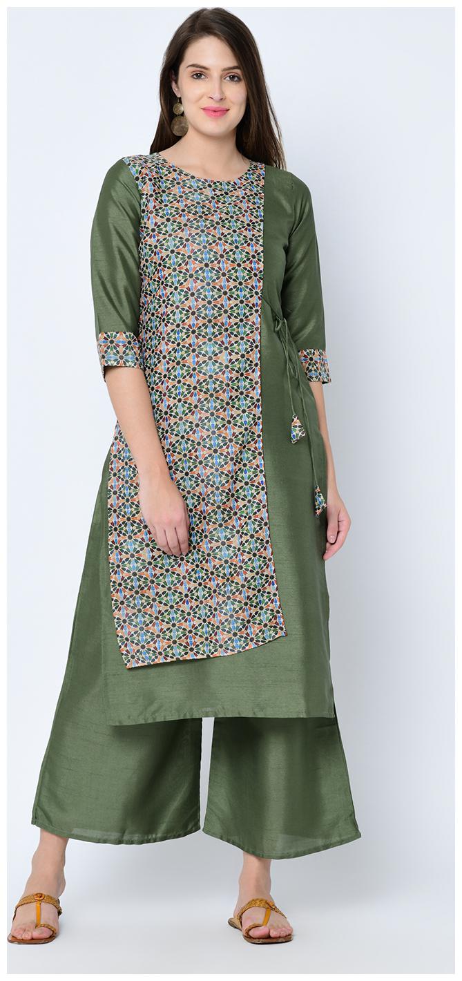 

ZIYAA Women Green Printed Straight Kurta