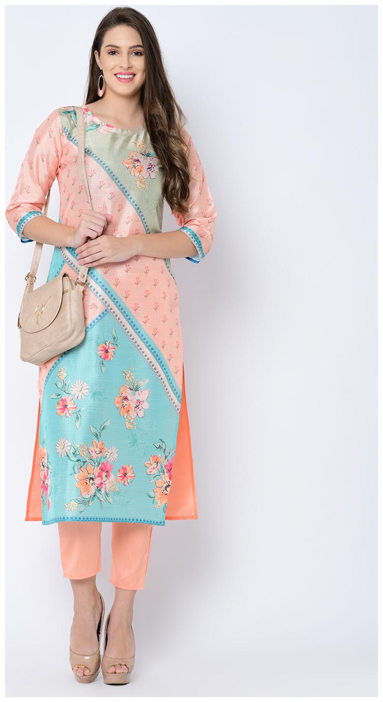 

ZIYAA Women Pink Printed Straight Kurta