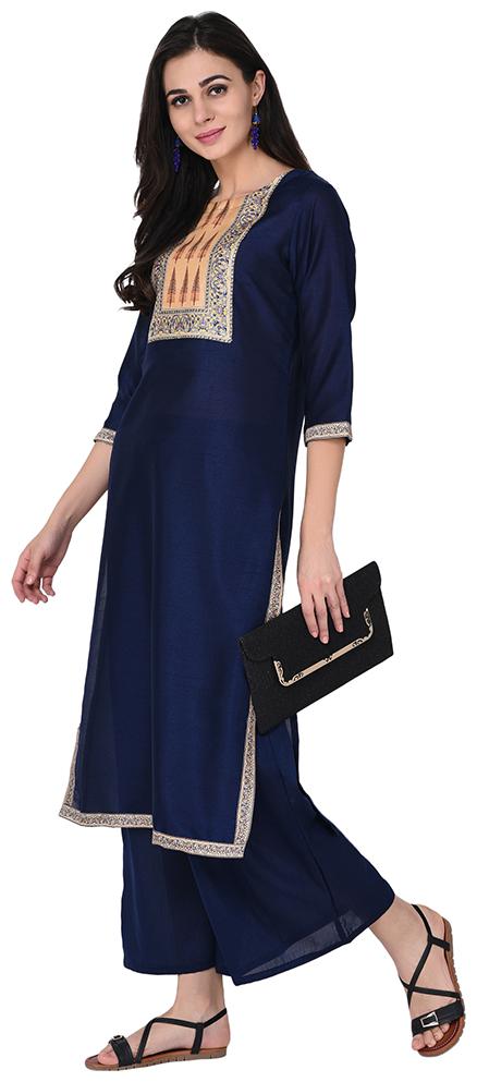 

ZIYAA Women Blue Floral Straight Kurta