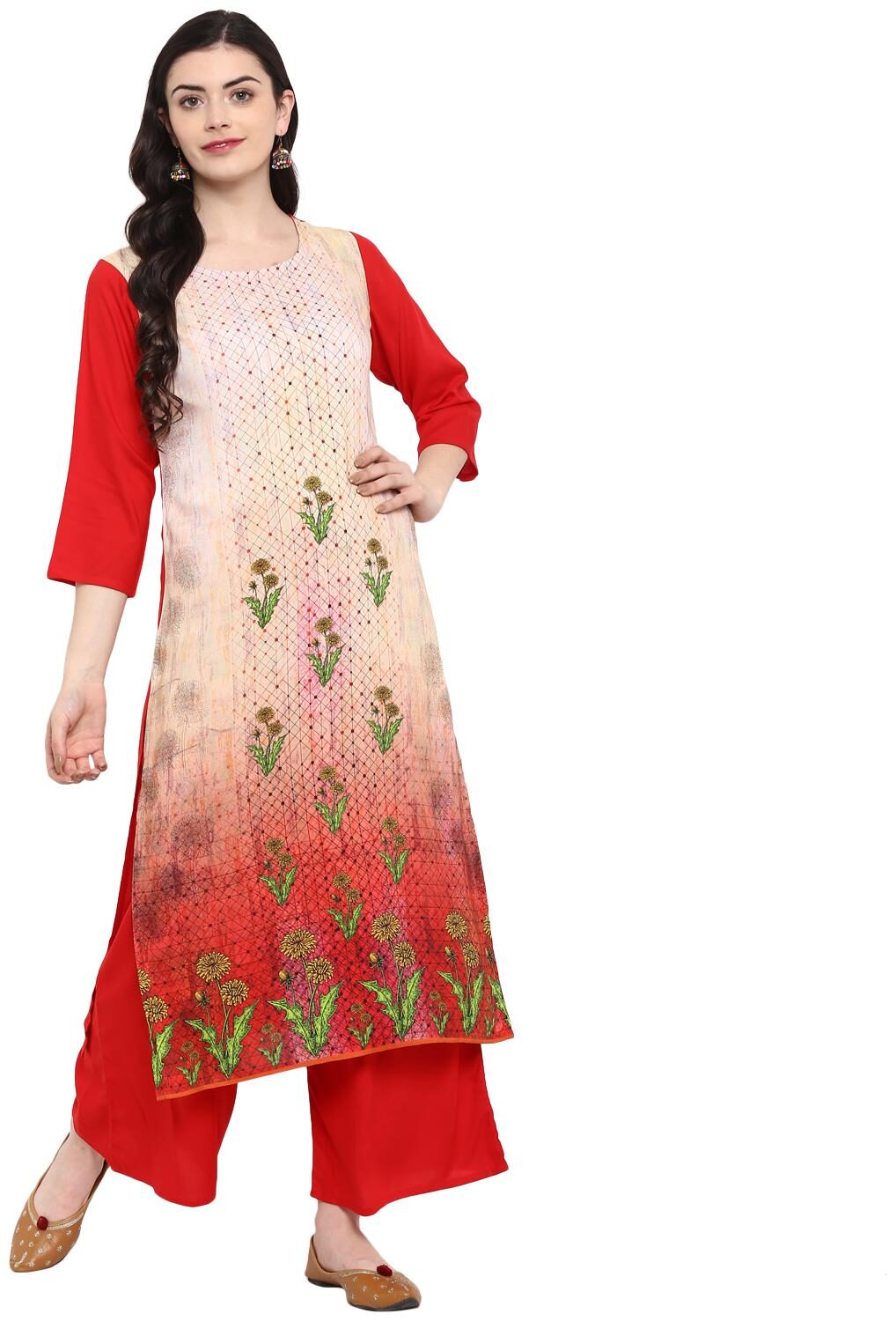 

Ziyaa women Multi Color Digital Print straight Rayon Kurta Palazzo Set