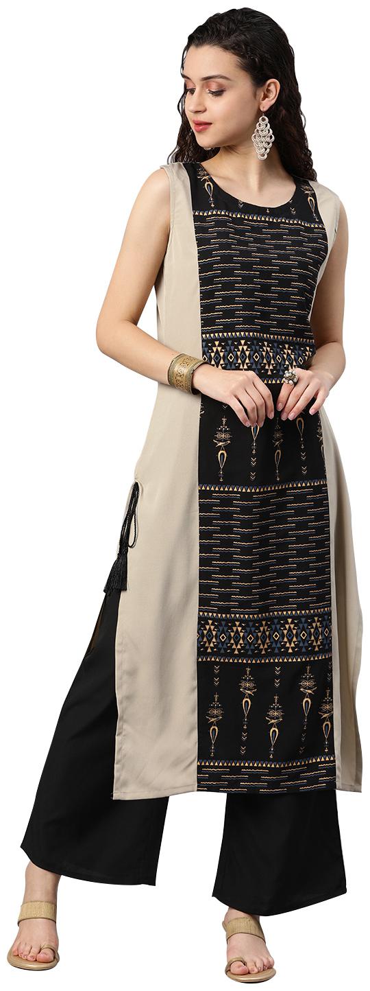 

ZIYAA Women Grey Printed Straight Kurta