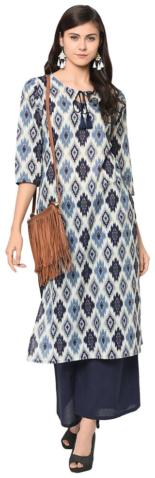 

Ziyaa Women Blue Color Straight Digital Print Kurta Palazzo Set