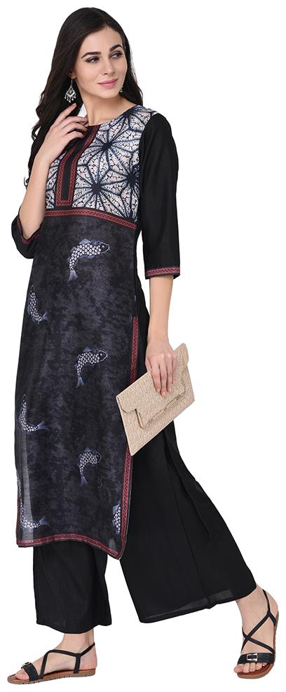 

Ziyaa women Black color Straight Digital Print Kurta
