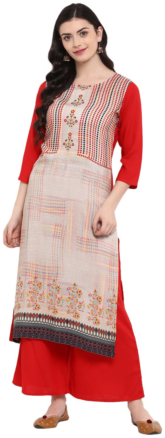 

Ziyaa women Multi Color Digital Print straight Rayon Kurta Palazzo Set