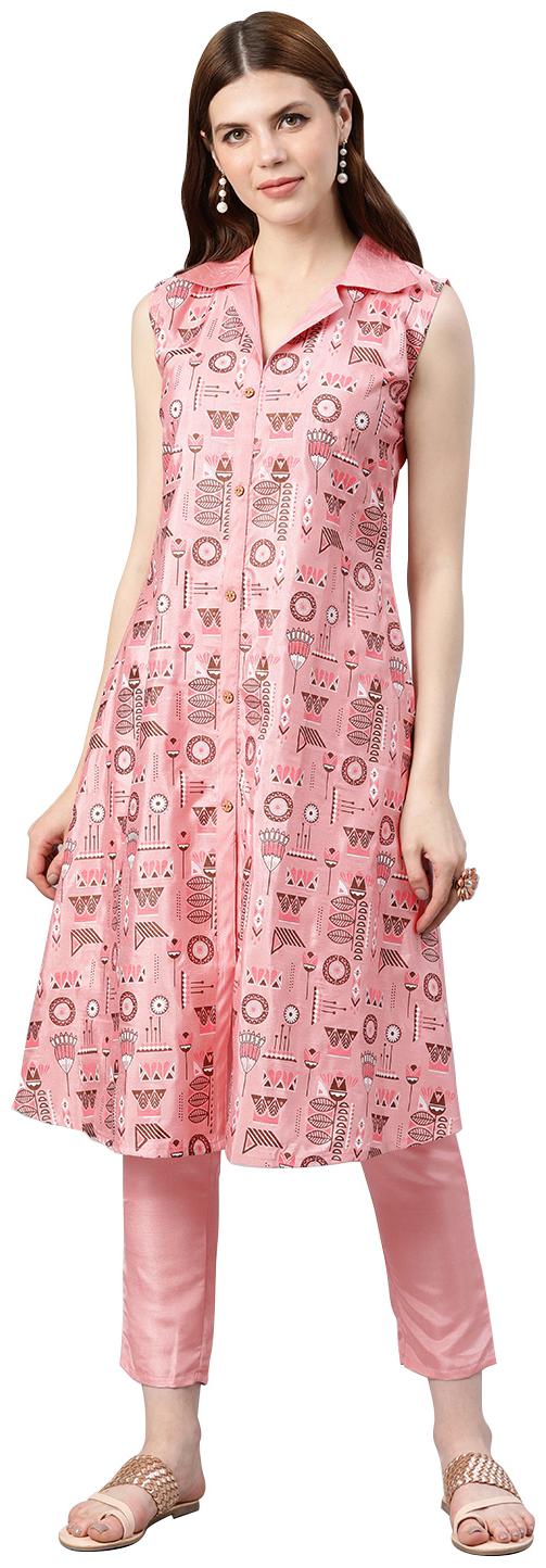 

ZIYAA Women Polyester Printed Pink Kurta