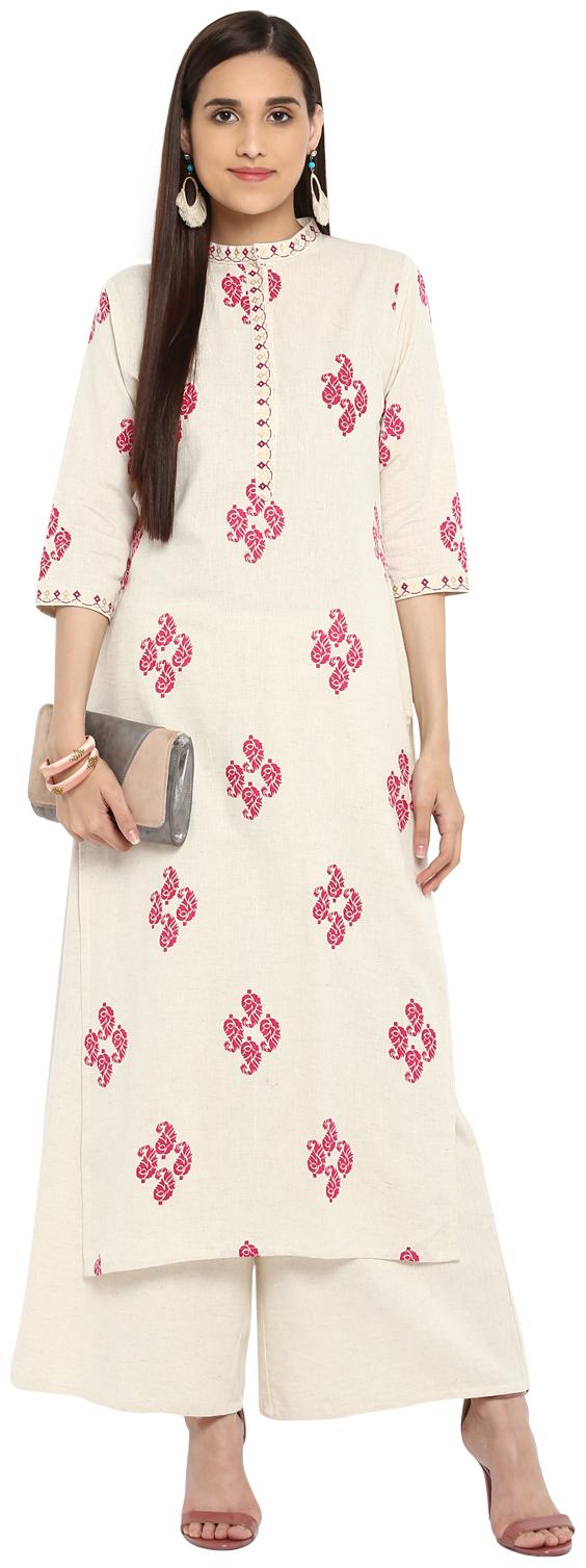 

Ziyaa women White color Straight Foil Print Kurta