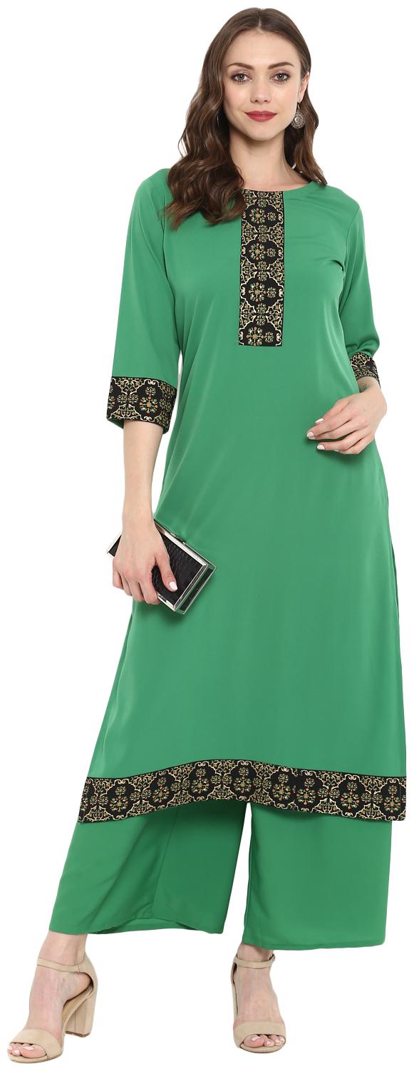 

ZIYAA Women Green Solid Straight Kurta