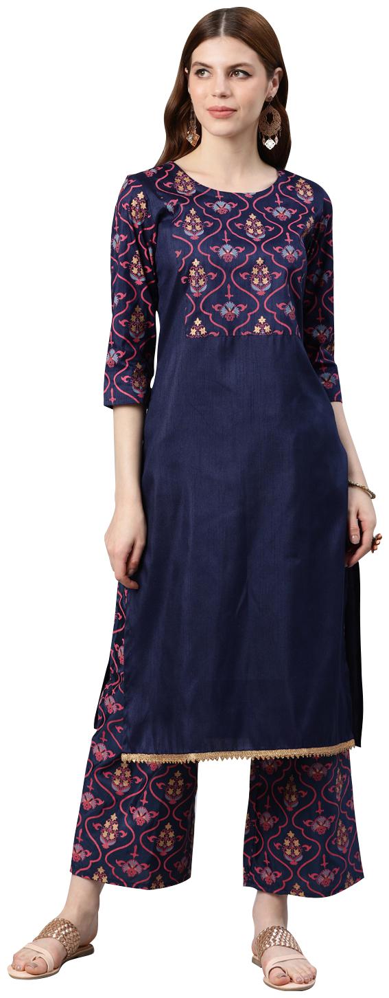 

ZIYAA Women Blue Ethnic Motifs Straight Kurta