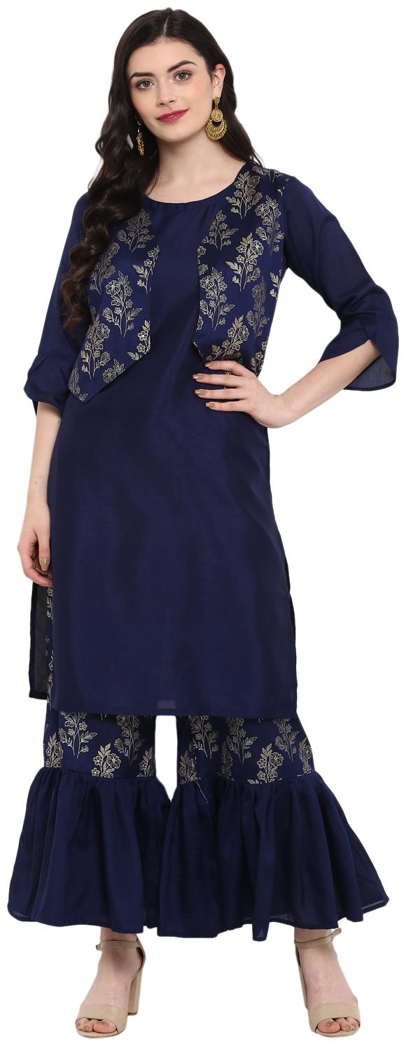 

ZIYAA Women Blue Floral Straight Kurta