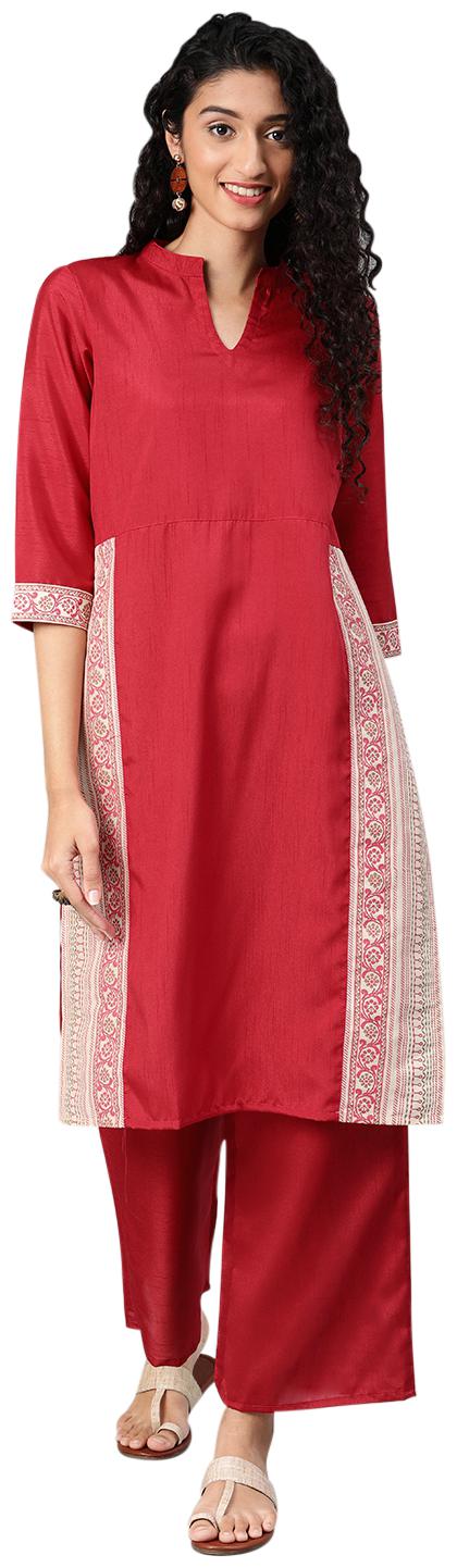 

ZIYAA Women Red Solid Straight Kurta