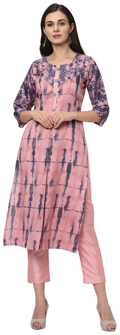 

ZIYAA Women Pink Printed Straight Kurta