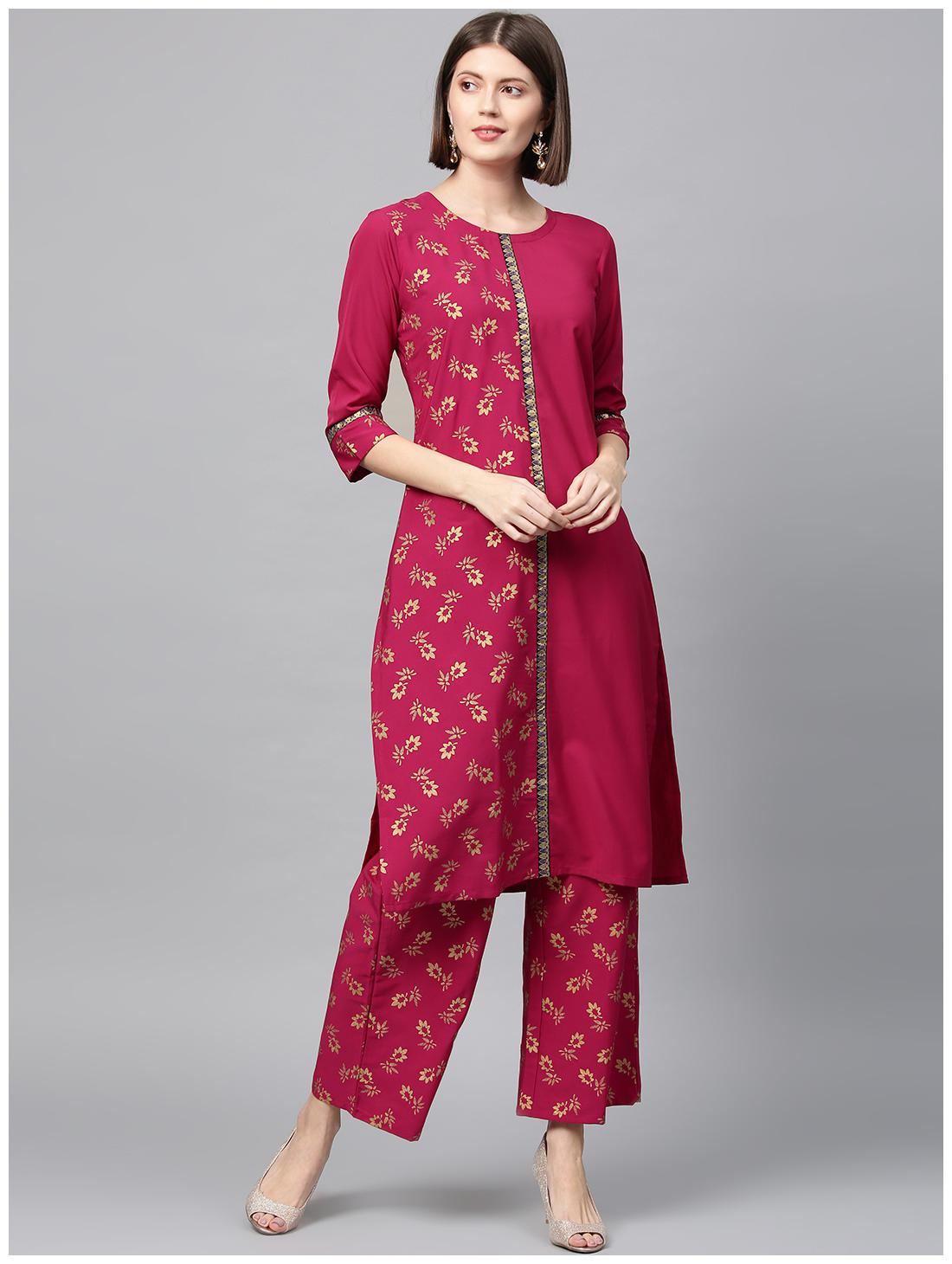 

ZIYAA Women Maroon Floral Straight Kurta