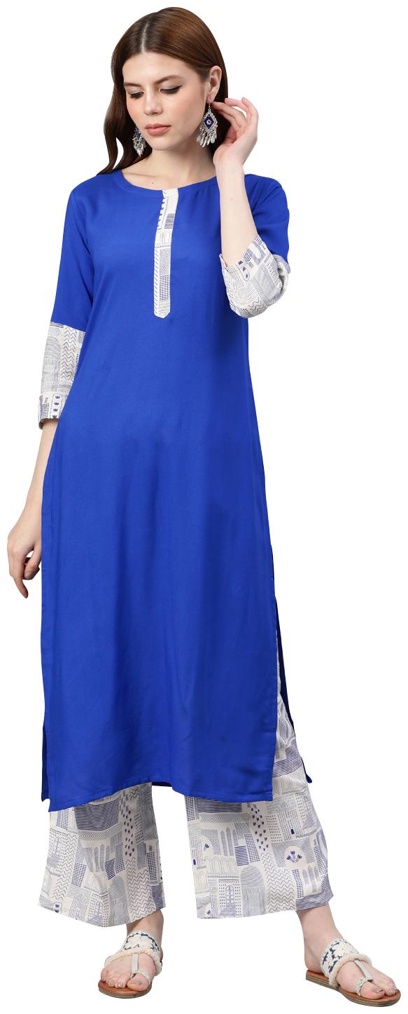 

ZIYAA Women Blue Solid Straight Kurta
