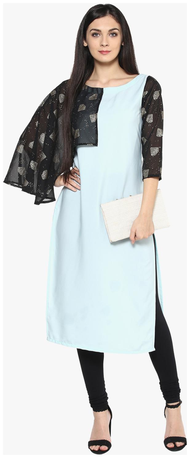

ZIYAA Women Blue Solid Straight Kurta