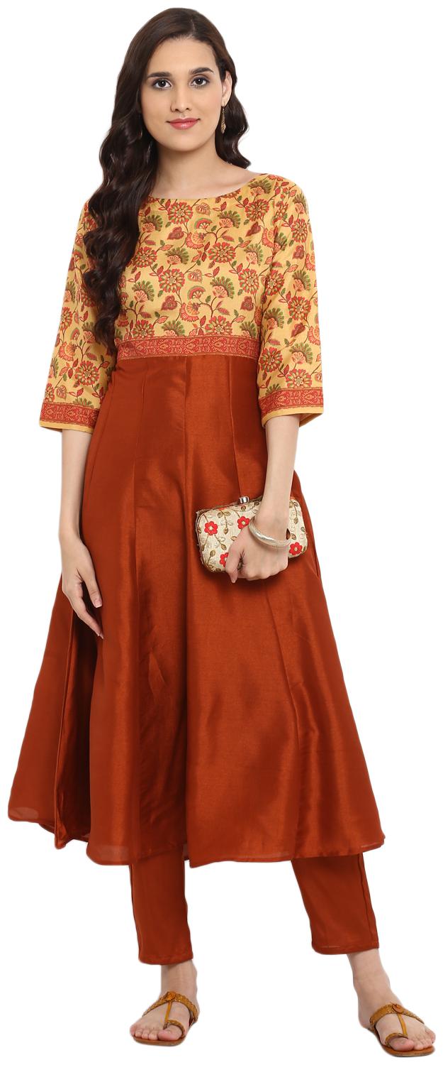 

Ziyaa women Brown color Flared Digital Print Kurta