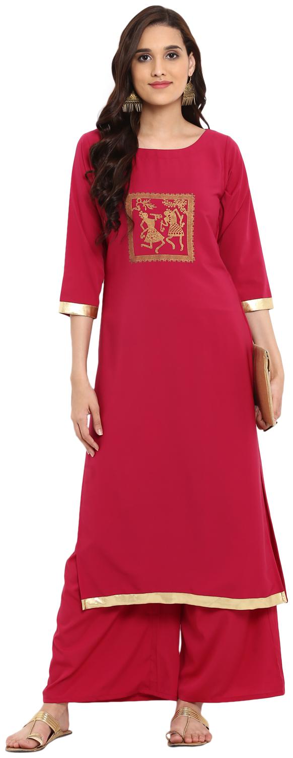 

ZIYAA Women Maroon Ethnic Motifs Straight Kurta