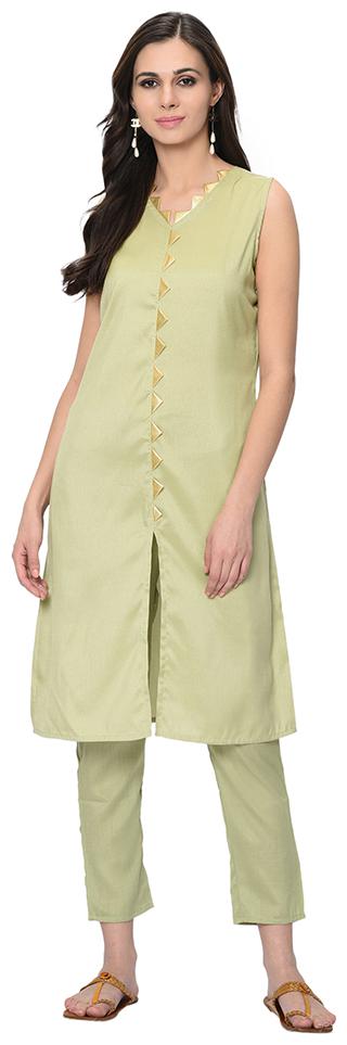 

ZIYAA Women Green Solid Straight Kurta