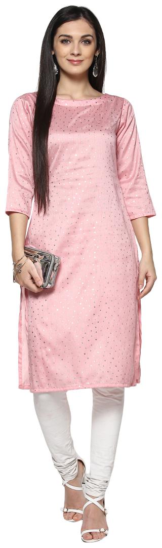 

ZIYAA Women Pink Floral Straight Kurta