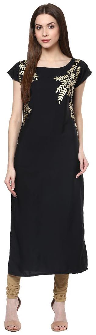 

ZIYAA Women Black Printed Straight Kurta
