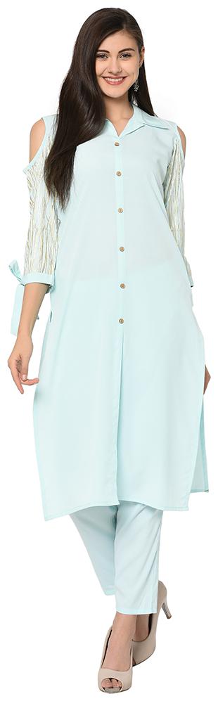 

ZIYAA Women Blue Solid Straight Kurta