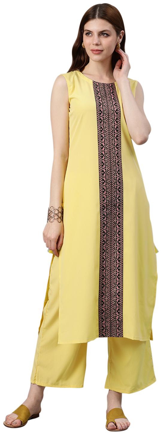 

ZIYAA Women Yellow Solid Straight Kurta