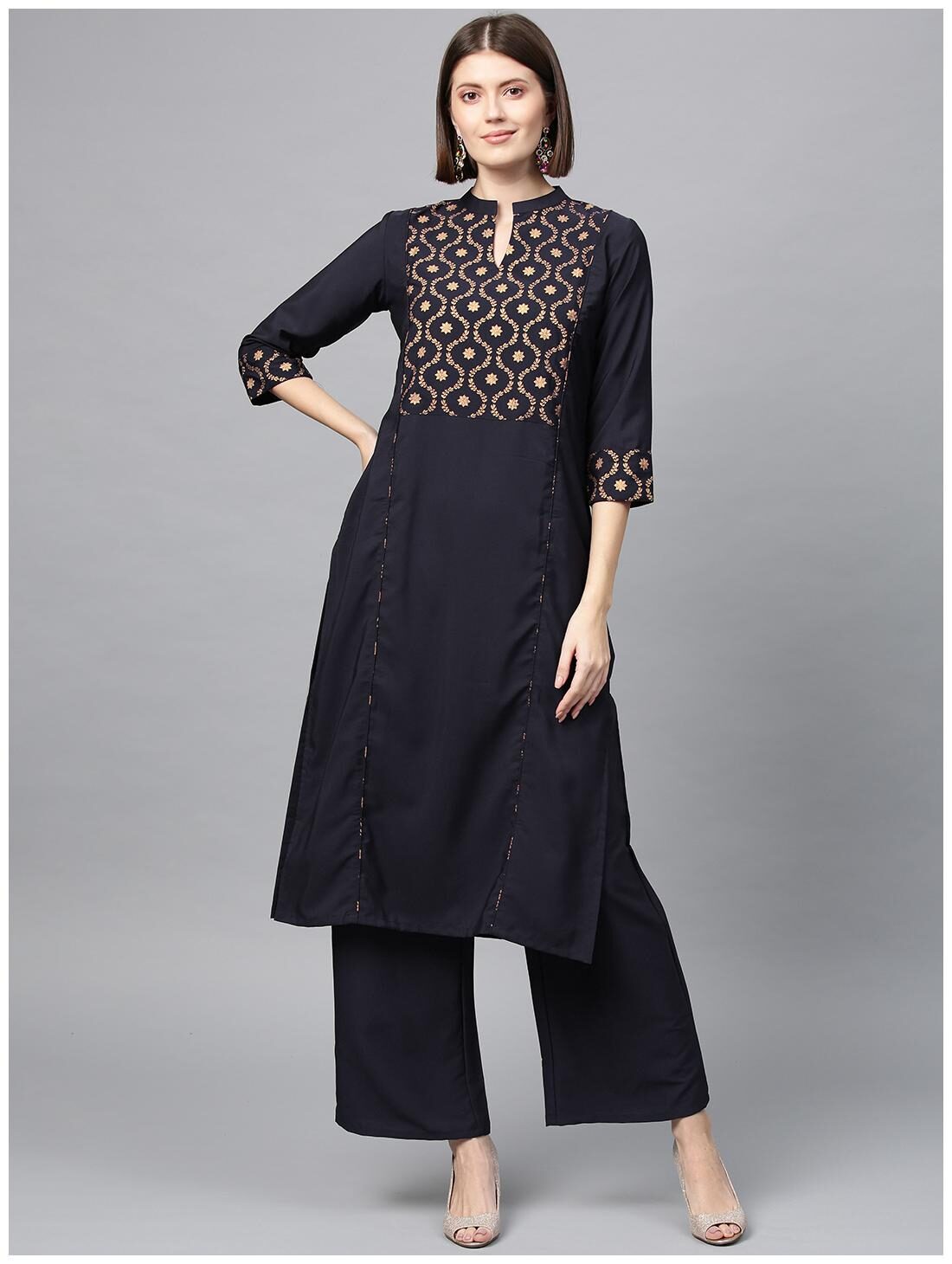 

ZIYAA Women Blue Printed Straight Kurta