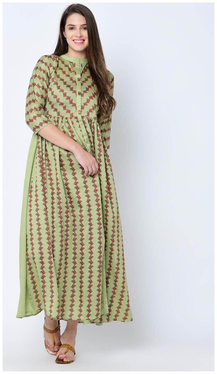 

ZIYAA Women Polyester Printed Kurta Green