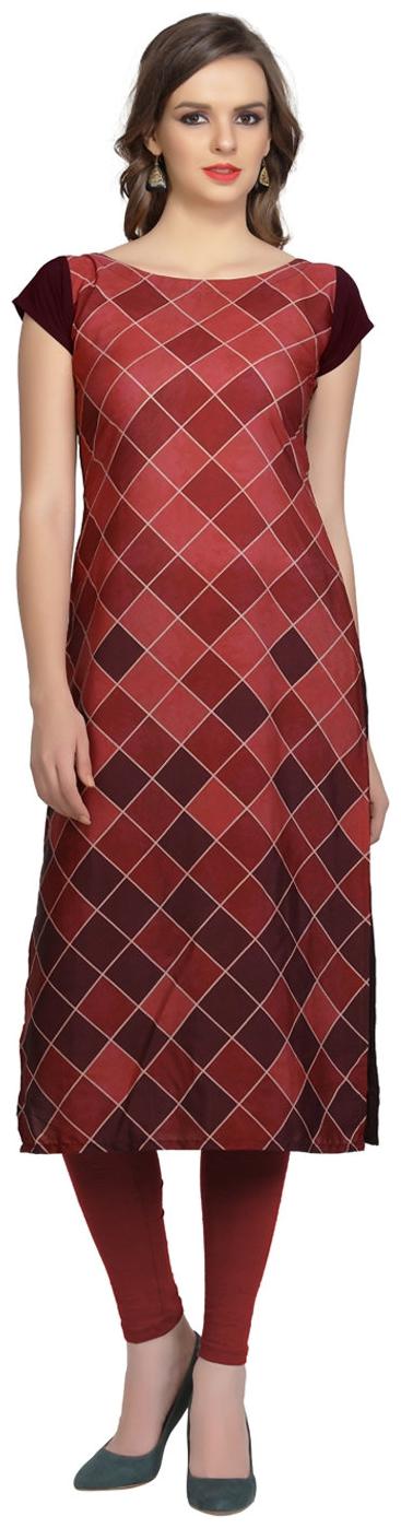 

ZIYAA Women Maroon Printed Straight Kurta