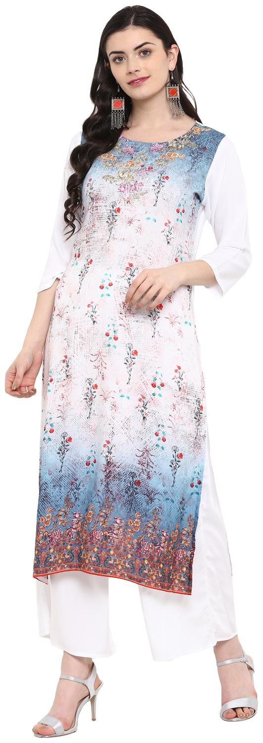 

Ziyaa women Multi Color Digital Print straight Rayon Kurta Palazzo Set