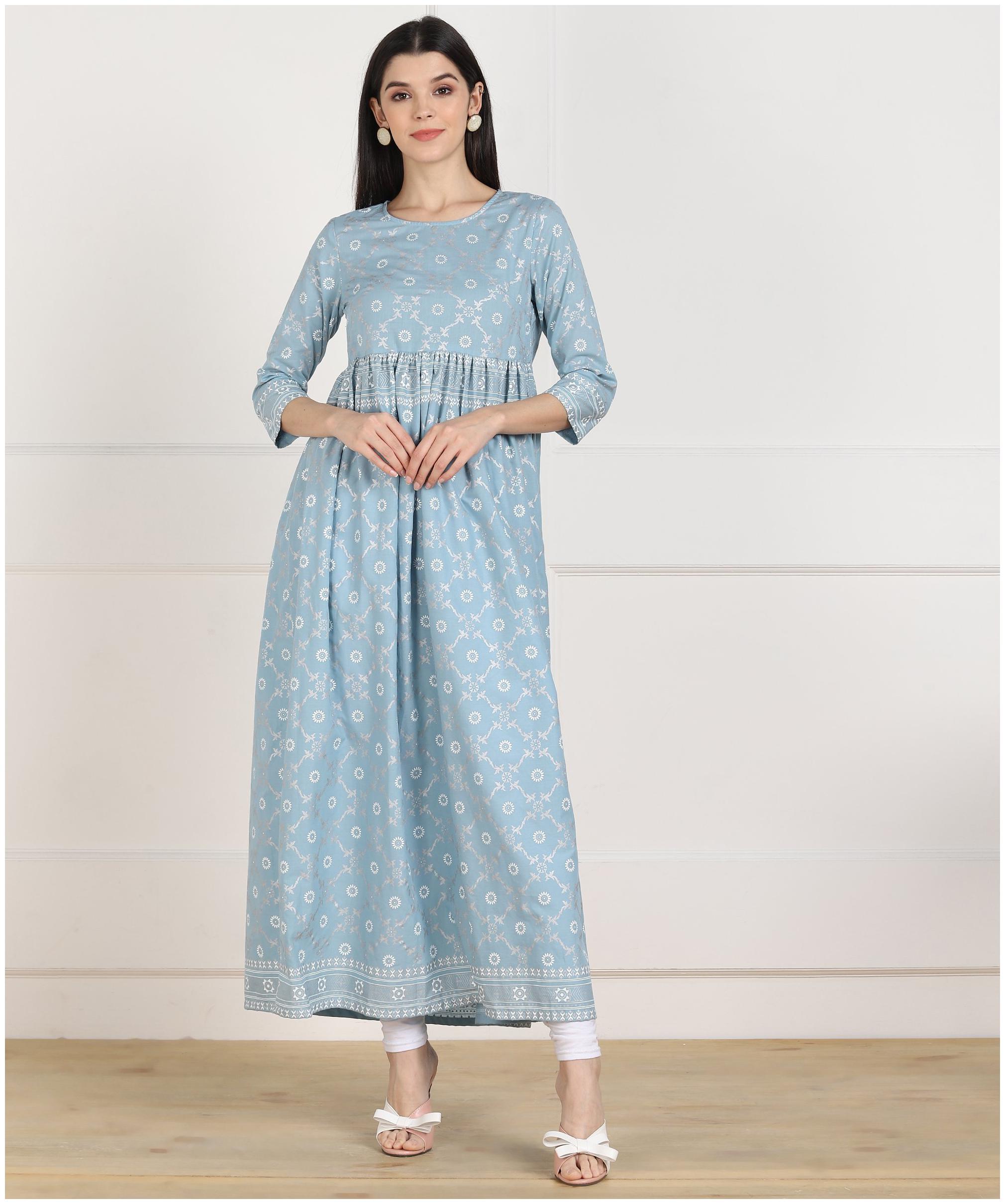 

ZNX Clothing Blue Printed Maxi dress