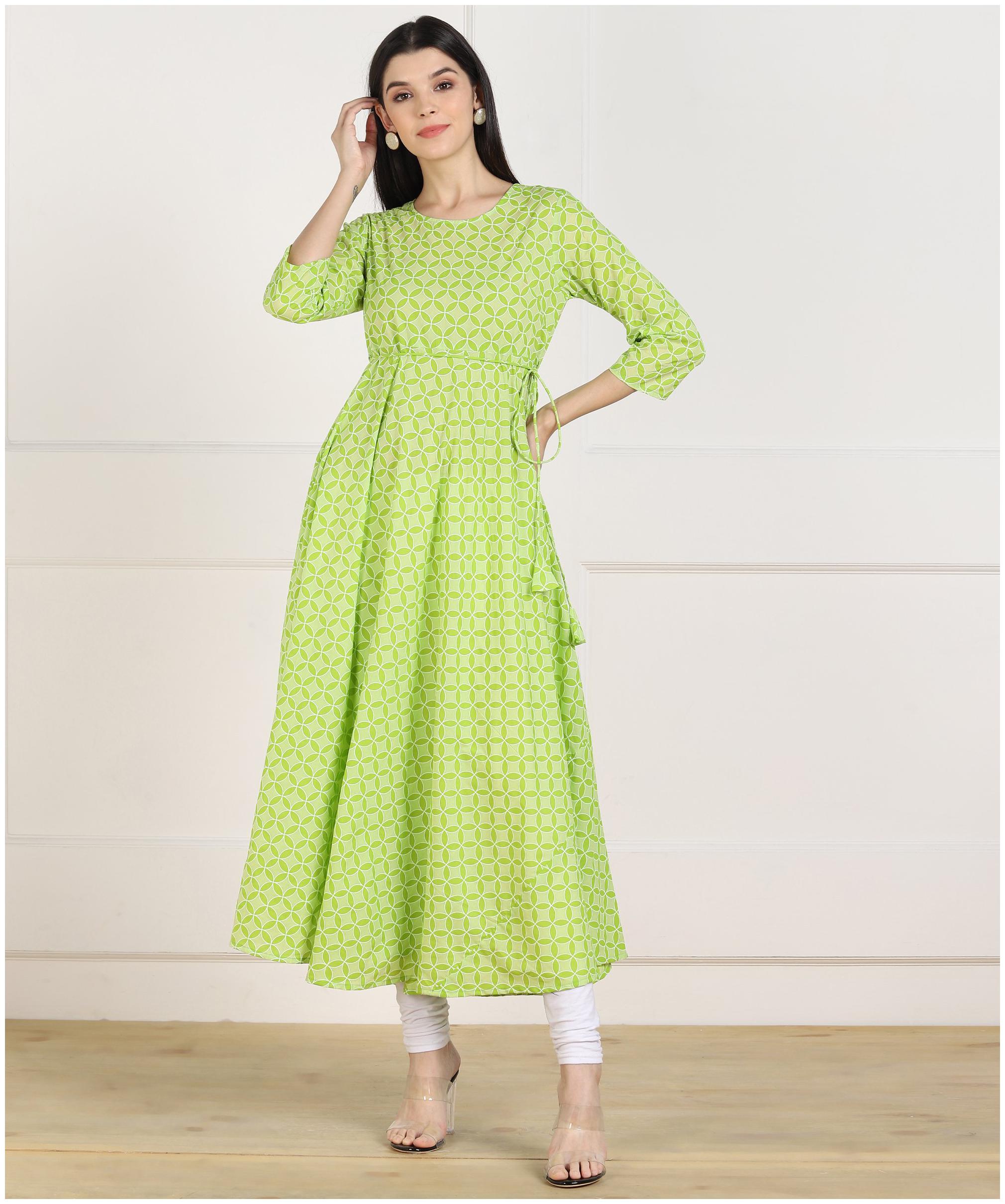

ZNX Clothing Women Green Printed Fit and Flare Kurta