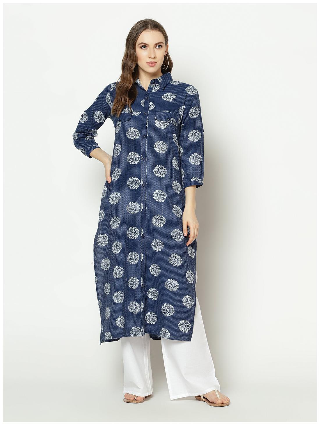 

ZNX Clothing Women Blue Floral Straight Kurta