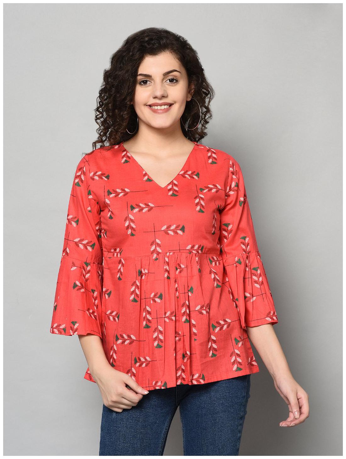 

ZNX Clothing Women Floral Fusion tunic - Red
