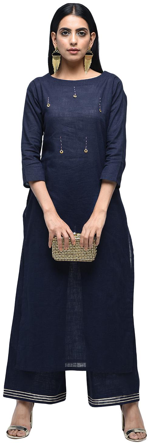 

Zoeyam s Women Blue Solid Straight Kurta